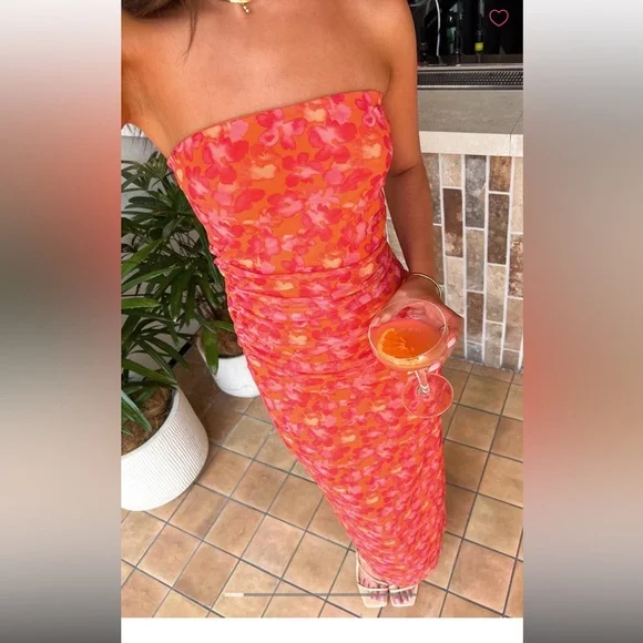 Imogen Orange Floral Print Maxi Dress Beginning Boutique - Picture 5 of 6